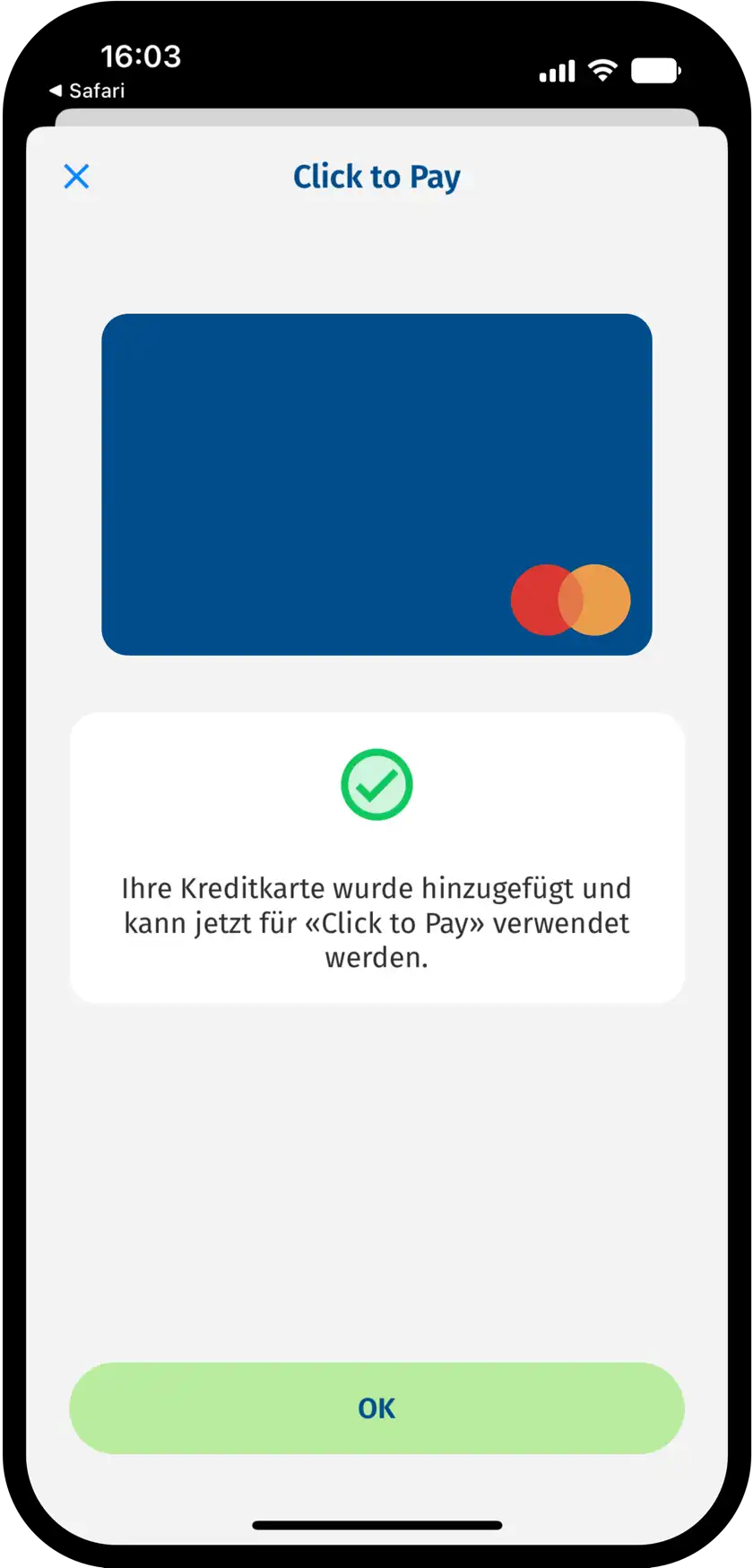 Click to Pay Registrierung Schritt 4