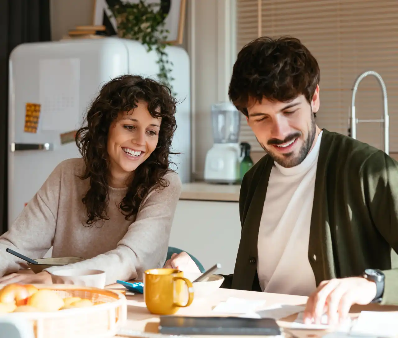 Couple at kitchen table