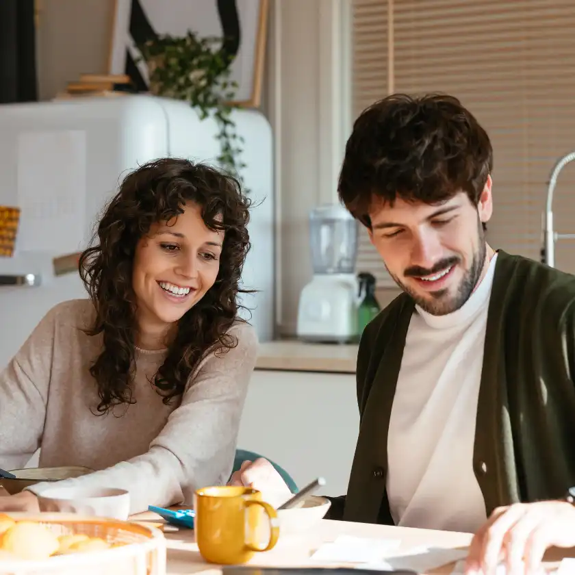 Couple at kitchen table