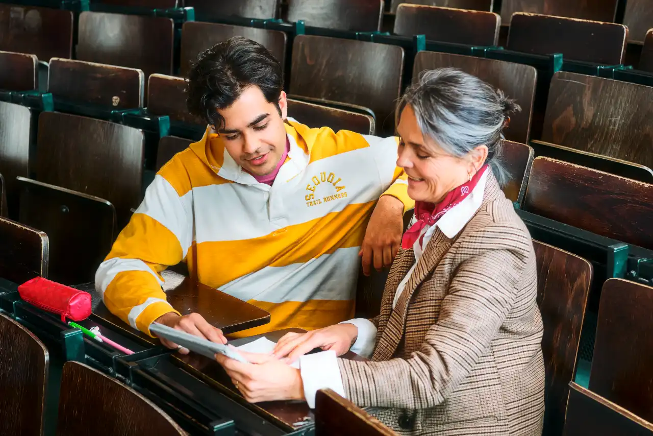 Woman and man with paper pad